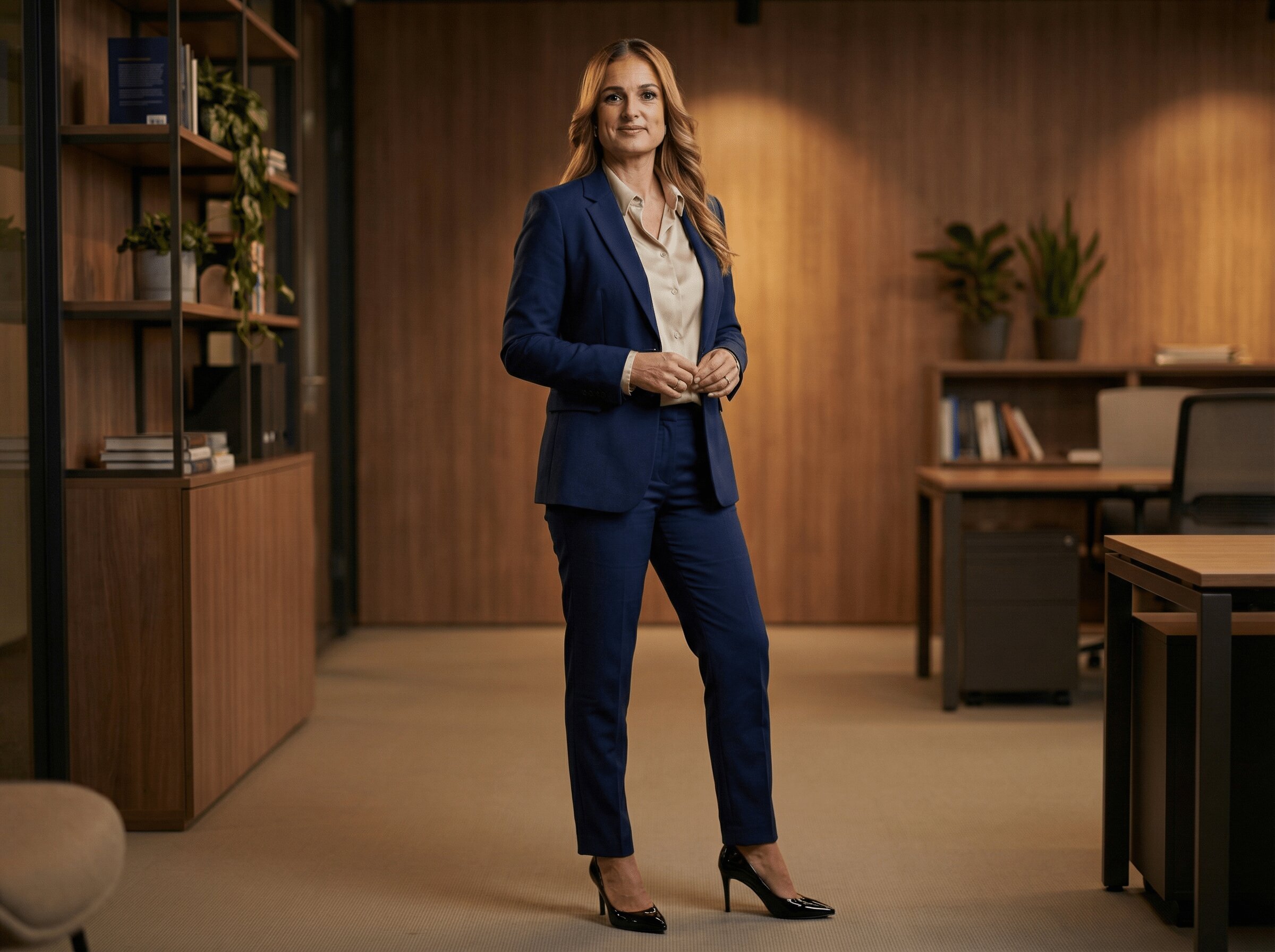 Mörkblå Modern Kostym